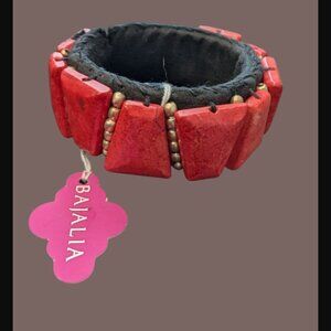 Bajalia Handmade Faux Coral Beaded Chunky Boho OSFM Cuff Bracelet NWT